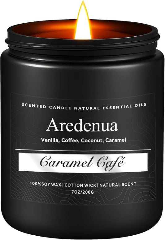 Caramel Coffee Candle | Men Scented Candles for Home, Cafe Candles Gifts for Women Men - 7oz Soy Candle for Home Scented - Aromatherapy Gifts for Men - 50 Hours Long Burning