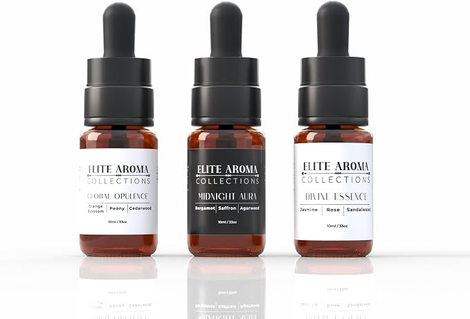 Elite Hotel Fragrance Oils Gift Set (3 Pack) - Midnight Aura, Divine Essence, Global Opulence - Luxury Hotel Scents for Diffusers & Aromatherapy - 0.3