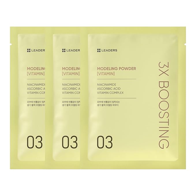 LEADERS 3X Boosting Modeling Mask | 3-Step Korean Skincare with Vitamin Set of 3 | For Dull, Tired Skin | Helps Restore Radiance, Vitality Glow | Revitalize Healthy Skin - 3 Pack (Vitamin)