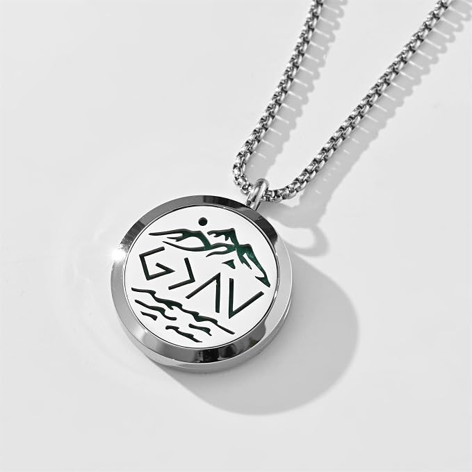Essential Oil Diffuser Stainless Steel Necklace for God is Greater Than The Highs and Lows, Best for Aromatherapy-Perfume, Fragrance, Scent Diffusers Gift for Daughter Son Dad and Mom