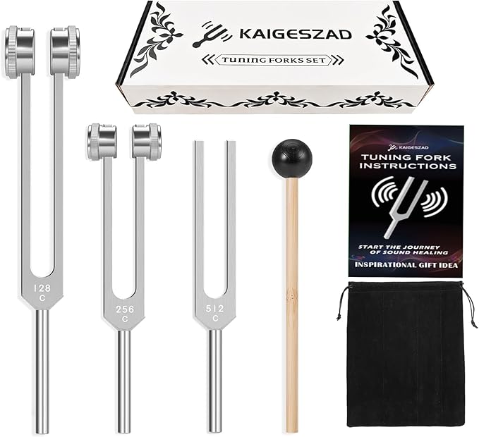 Tuning Forks Set(128Hz,256Hz,512Hz) Medical-Grade Weighted & Unweighted Tuning Fork for Healing Chakra/Sound Therapy/Yoga and Meditation Frequency Healing Devices Good Gift for Women
