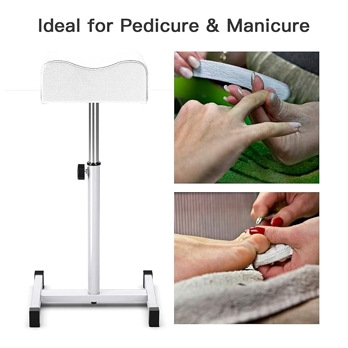 Pedicure Foot Rest,Adjustable Height Pedicure Stool,Pedicure Stand for Home Salon,Tattoo,Nail Tech(White)