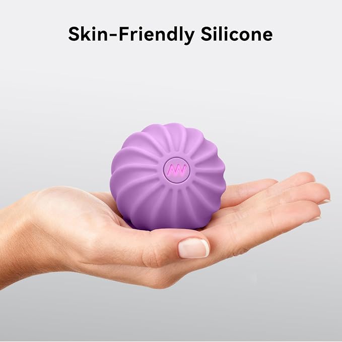 2.4" Mini Electric Vibrating Massage Ball, 10-Speed Fitness Yoga Massage Roller for Palm, Hand, Foot, Leg, Neck, Back, Multi-Directional Massage Ball (Lavender)