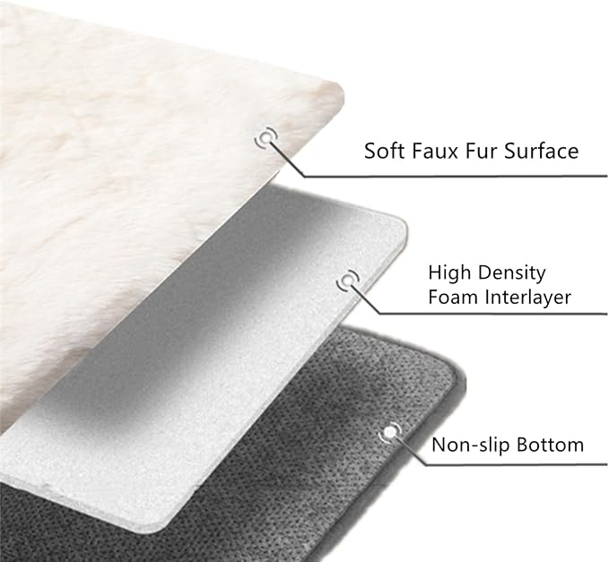 SHENGOCASE 2-Pack Oval 11" x 15" Faux Rabbit Fur Cat Condo Replacement Cushion. Cat Dog Bed Cushion Pad Mat, Pad for Window Perch Tree Tower, Carrier Cage Crate Kennel Furniture