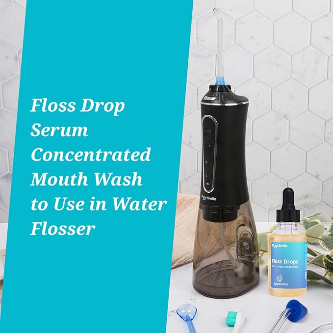 Puur Smile Complete Oral Kit - Dental Care Treatment | Water Flosser + Floss Drop Serum + Replacement Tips
