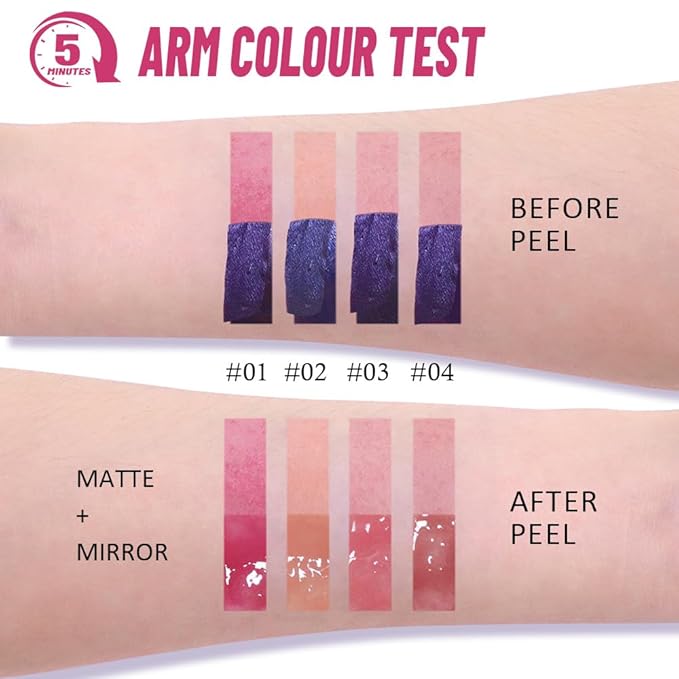 2-in-1 Dark Raspberry Lip Stain Peel Off & Hydrating Plumping Lip Oil with Tweezer, of Women Long Lasting Waterproof Peel Off Lip liner Tattoo, Highly Pigmented for All Skin Types 01#