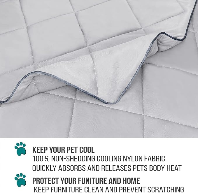 PetAmi Premium Cooling Dog Blanket | Lightweight Fluffy Pet Throw Blanket Bed Cover for Dogs, Cat, Puppies | Pet Blanket Furniture Protector Couch Sofa | Reversible Fuzzy Cozy | 90x90, Light Grey