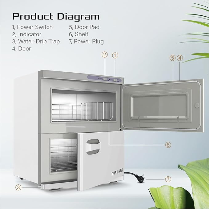 Pantin 32L Premium Two Compartment Towel Warmer for Hair Salon, Beauty SPA, Restaurant & Home. Heated Towel Warmer -Large Electric Hot Towel Cabinet for Salons, Spas - The Best Spa Equipment 110V 320W