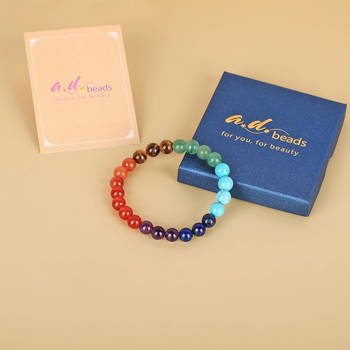 AD Beads Handmade Gemstone Stretch Elastic Bracelet Crystal Healing Reiki Nature's Beauty and Spiritual Essence Unisex