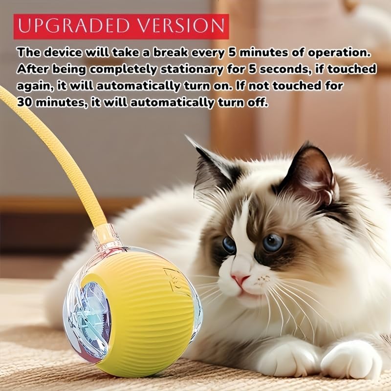 Nicoybore pet toy ball, USB charging, automatic standby, made of durable materials, providing interactive entertainment for cats and dogs. Luminous sphere attracts pets to chase after (1, yellow)
