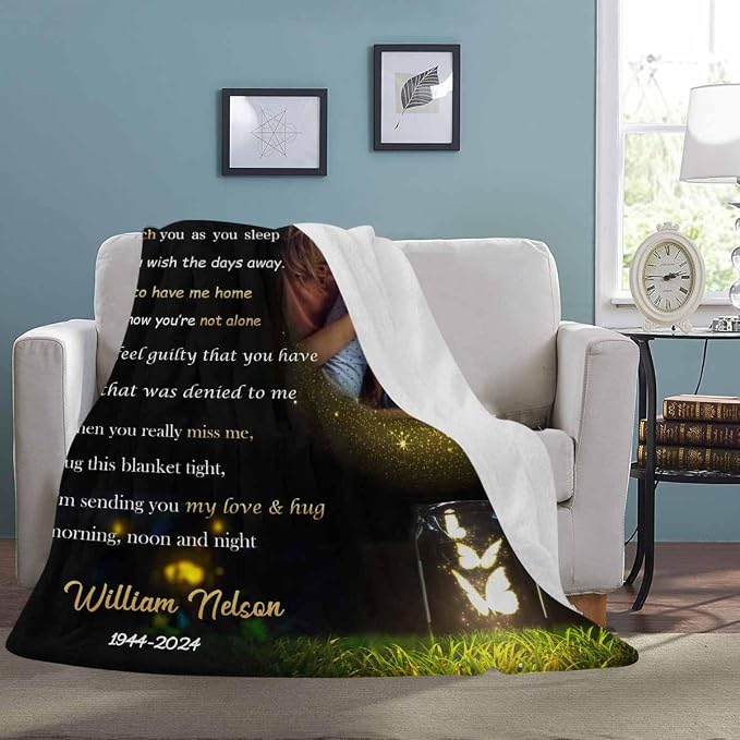 Custom Memorial Blanket with Photo - Sympathy Gift for Loss of Loved One