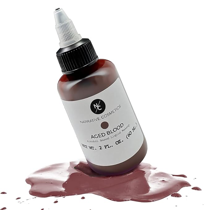 Narrative Cosmetics FX Alcohol Airbrush Paints - 2 fl oz, Skin Safe, Quick Dry, Waterproof, Sweatproof, Transferproof Liquid Makeup for Bodypainting, Theater, FX Makeup, Film and TV - Aged Blood