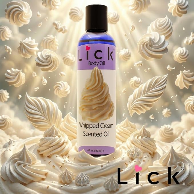 LICK Whipped Cream Creamy Scented Body Oil – Non-Greasy Daily Hydration with Almond Oil & Vitamin E – 4 oz