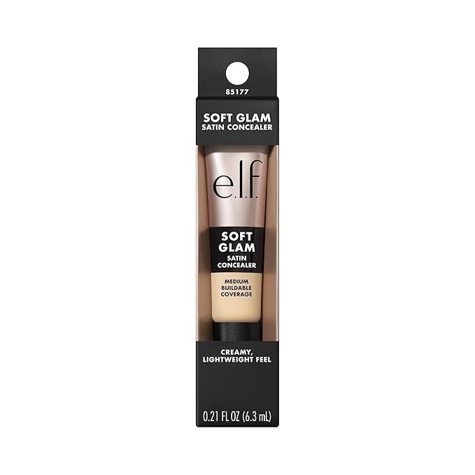 e.l.f. Soft Glam Satin Concealer, Medium Coverage For Blemishes & Under-Eye, Crease-Resistant, Long Lasting, Vegan & Cruelty-Free, 12 Fair Warm