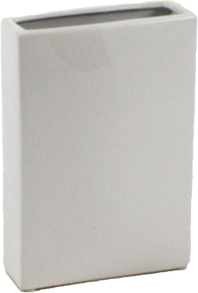 WGV Rectangle Block Ceramic Vase 8" x 2.5" x 12"H White Tall Narrow Planter Terrarium Floral Centerpiece for Wedding Event Home Decor 1 Piece