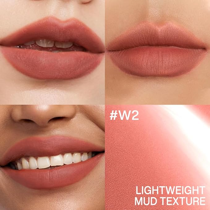 INTO YOU Velvet Matte Finish Lip Stain, Super Stay Lip Stain Long Lasting Waterproof, Lip Tint, Lip Mud Soft Lightweight, Smooth Lip Clay Mousse, Dual-Use For Lips And Cheek, Red Lipstick, W2