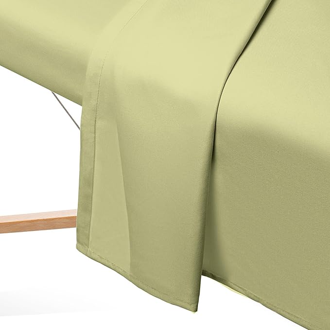Saloniture 3-Piece Microfiber Massage Table Sheet Set - Premium Facial Bed Cover - Includes Flat and Fitted Sheets with Face Cradle Cover - Sage Green