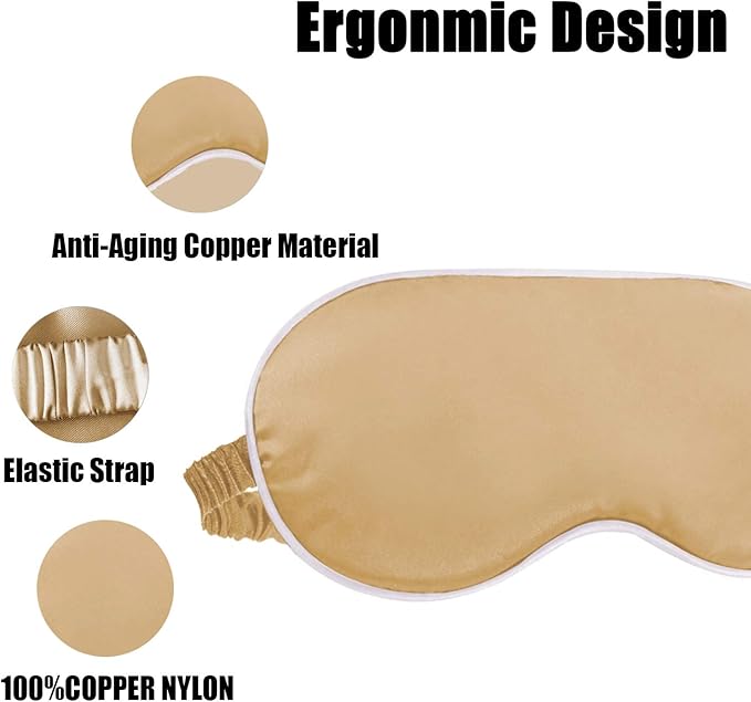 Anti Aging Sleep Mask with Copper Ion Technology, Eye Mask for Women & Men with Elastic Band, Soft Copper Eye Mask Like Silk, Anti-Wrinkl, Reduce Eye Puffiness, Rejuvenates Skin