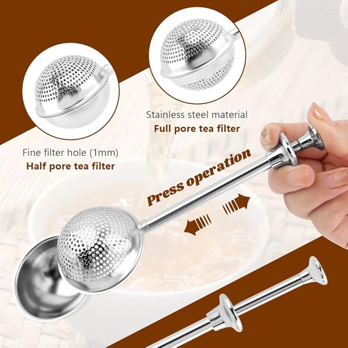 Tea Ball For Loose Leaf Tea, 2pcs Tea-Infuser With Spoon And Handle Stainless Steel Fine Mesh Ball Filter Snap Ball-Tea Strainer(3pcs)