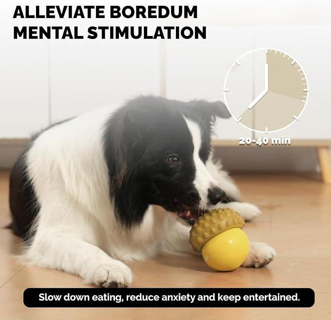 POPUPJOYS Interactive Treat Dispensing Dog Toys for Mental Stimulation & Healthy Eating | Enrichment Treat Toy with Detachable Lid for All Dog Sizes | Food-Grade Silicone, Dishwasher Safe (Yellow)
