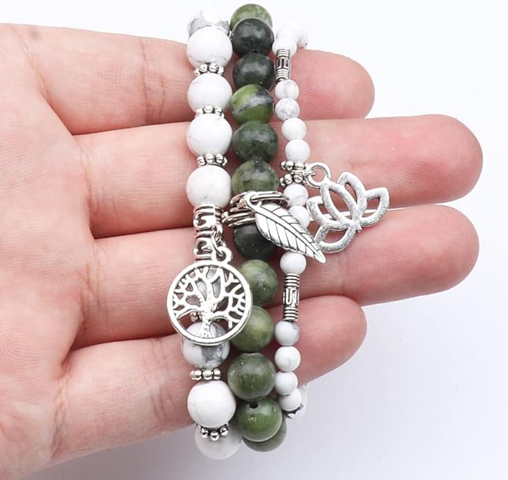 UEUC Tree of Life Yoga Healing Stone Bracelets,Multilayer Lotus Chakra Stone Reiki Bracelet Sets,Anxiety Crystal Natural Stone,for Women Stress Relief