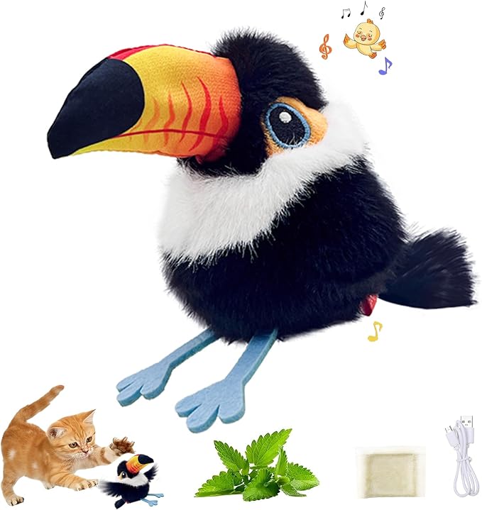 Interactive Cat Toys for Indoor Cats, Flying Bird Toy with Flapping Wings