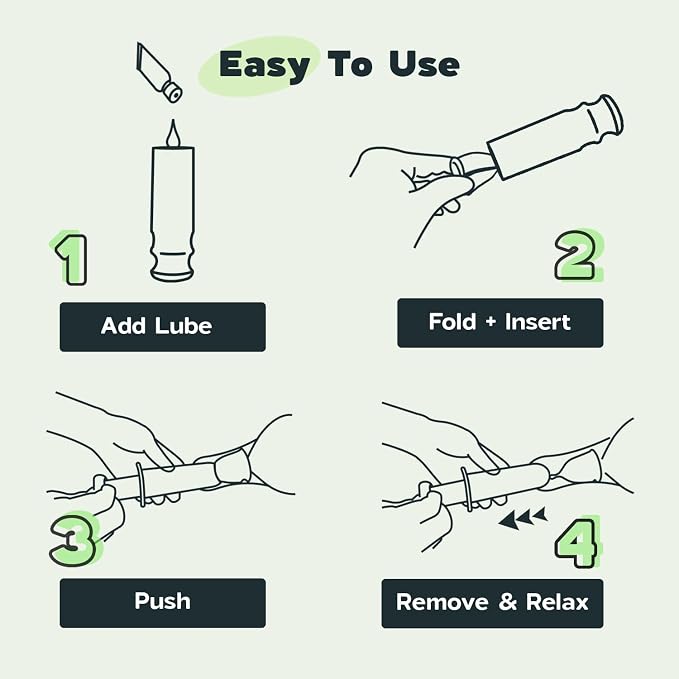 SHORDY Menstrual Cup Applicator & Lube Set - Easy Insertion Tool (Green) | Works with Most Cups, Reusable Copa menstrual Aplicador, Includes lubricant, Easy-to-use cup tool