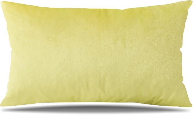 Artscope Luxury Velvet Pillow Covers Super Soft Decorative Rectangle Throw Pillow Covers Case Cushion Covers for Sofa Couch Bedroom Car Decor 16x24 Inch Lemon Yellow
