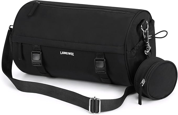 Small Gym Bag for Women Men, 15L Sports Workout Bag with Wet Pocket and Yoga Mat Holder, Lightweight & Water-Resistant Mini Travel Duffle Bag (Black)