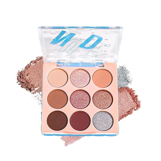 9-Color Neutral Eyeshadow Palette – Matte & Shimmer Combination, Soft Beige & Brown Tones, Long-Lasting, Waterproof, Blendable, Versatile Looks for Everyday, Work, and Date Makeup 01