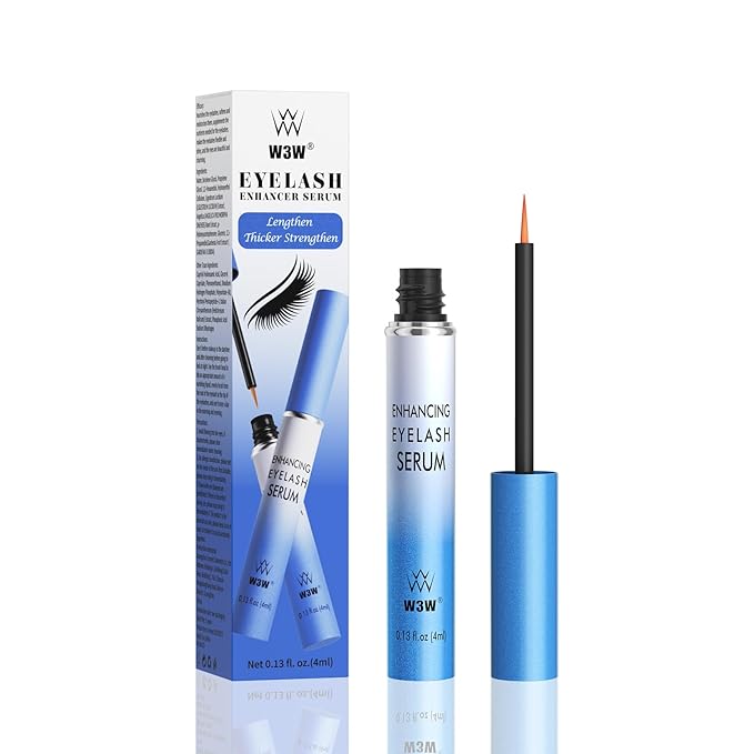 W3W Eyelash Growth Serum for Longer, Thicker Lashes – Peptide & Botanical Lash Enhancer with Myristoyl Pentapeptide-4, Helichrysum & Angelica Root Extract – Natural Lash & Brow Serum (4ml)