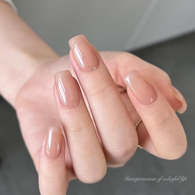 GAOY Nude Jelly Gel Nail Polish, 16ml Sheer Translucent Netural Soak Off Gel Polish, UV Light Cure for Nail Art DIY at Home, 3054 Brick Nude