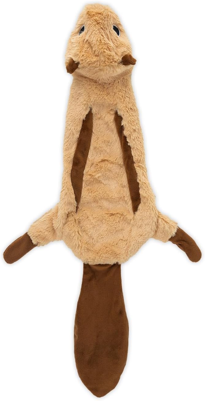 Best Pet Supplies 2-in-1 Stuffless Squeaky Dog Toy - Squirrel, Small | No-Stuffing, 2 Built-in Squeaker, No Mess, Soft, Interactive Indoor & Outdoor Play, Lightweight, Perfect for Moderate Chewer
