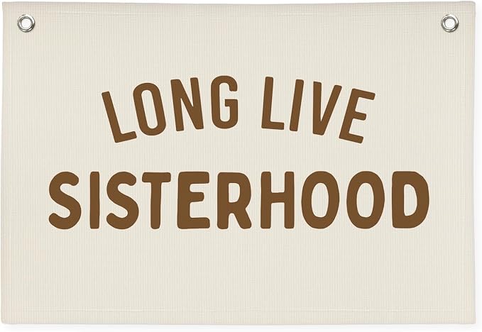 Girls Room Decor,Long Live Sisterhood Canvas Banner,Nursery Playroom Wall Decor for Girls Bedroom Toddler Decorations Teen Girls Room Decor,Twins Bedroom Decor Flag Canvas Banner 30x20 Inch