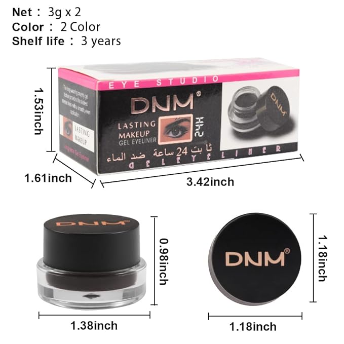 evpct 2 in 1 White & Black Gel Eye Liner Waterproof Smudge Proof for Waterline White Liquid Eyeliner Pen Pencil Cream Eyebrow Pomade Set with Brushes Work Great with Eyeliner Face Body Paint Stick