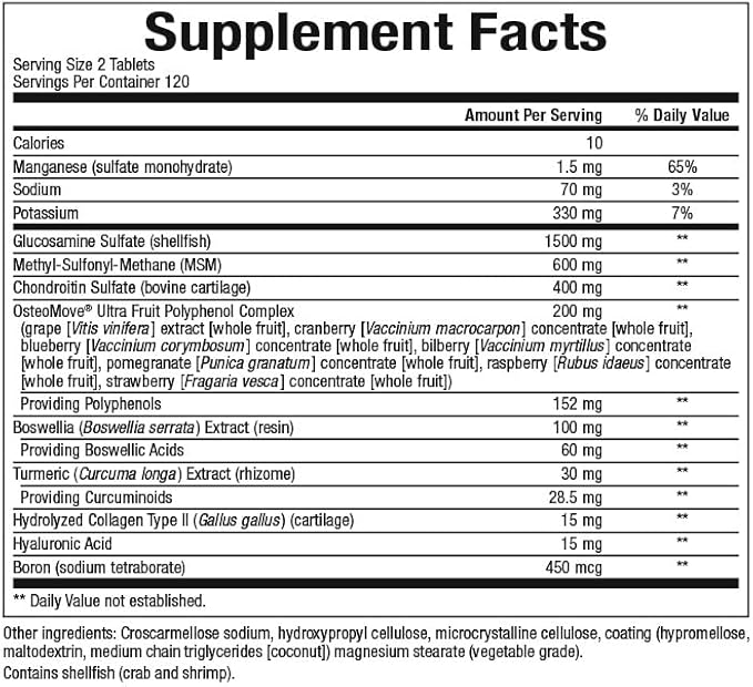 Natural Factors, OsteoMove Joint Care, Extra Strength Support for Joint and Bone Health, Non-GMO, 240 tablets (120 servings)