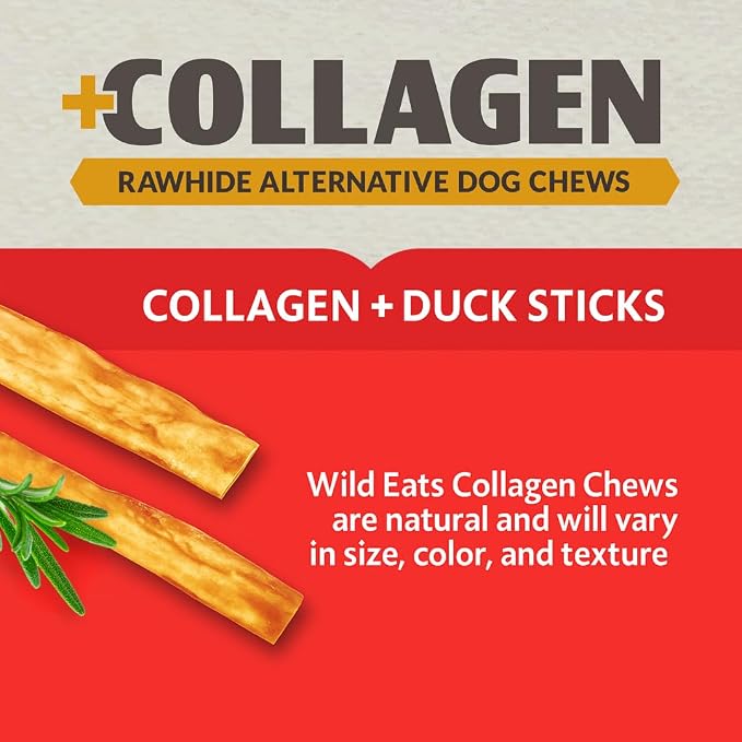 Wild Eats Real Salmon Collagen Bully Sticks for Dogs, 25 Pack, Long Lasting | Rawhide and grain free no hide chew treats, high protein recipe, satisfies natural gnawing urges, suits all breeds and sizes