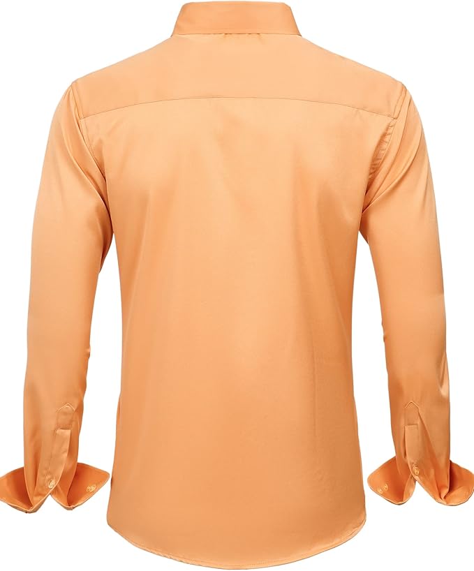 J.VER Men's Dress Shirts Solid Long Sleeve Stretch Wrinkle-Free Formal Shirt Business Casual Button Down Shirts