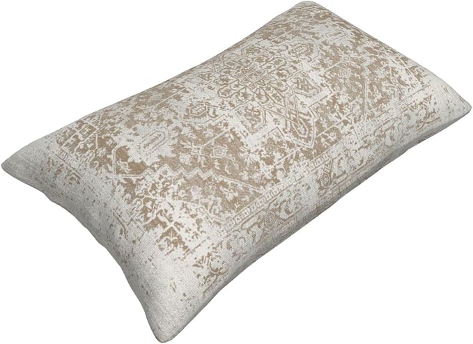 AEIOAE Boho Pillow Covers 12x20 Inch Set of 2,Carpet Pattern Throw Pillows Case,Brown Beige White Ethnic Design Outdoor Decorative Square Linen Farmhouse Decor Cushion Covers for Home Sofa Bed Couch