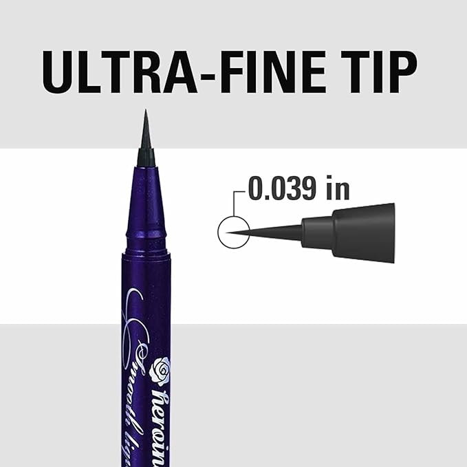 Heroine Make by KISSME Waterproof Eyeliner with Ultra-Fine 0.1mm Tip, Liquid Eyeliner Pen for Sensitive Skin, Cat Eye Liner for Long Lasting Wear, Made in Japan, Jet Black, 1 Count, SMOOTH