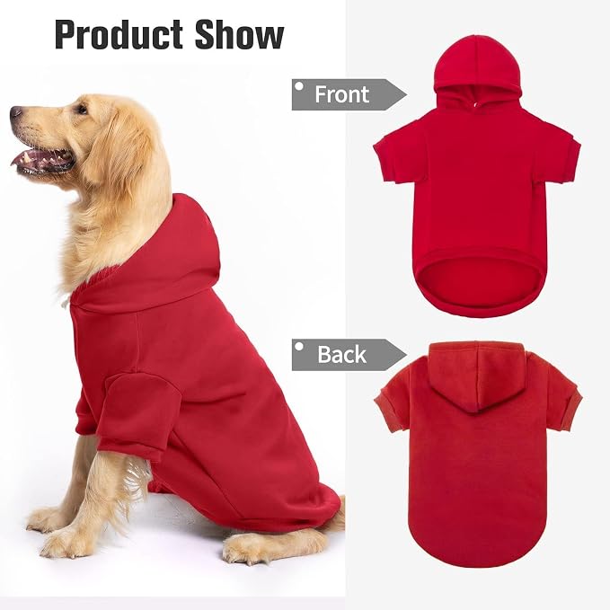 BINGPET Dog Hoodie for Small Dogs, Soft Pullover Pet Sweater | Warm Dog Sweatshirt Clothes, Winter Hooded Outfit for Girl Boy Dogs Puppy, Chihuahua Cold Weather Coats Wear, Red XS