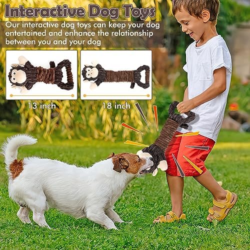Letsmeet Plush Dog Toy with Crinkle Paper, Tug of War Pull Interactive Toys for Puppies to Large Dogs