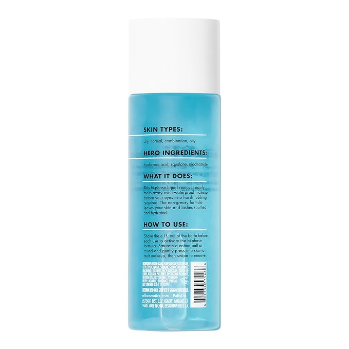 e.l.f. SKIN Holy Hydration Off Makeup Remover,Liquid Makeup Remover For Eye,Lip & Face-Makeup,Gentle Formula,Vegan & Cruelty-free,(Pack of 2)