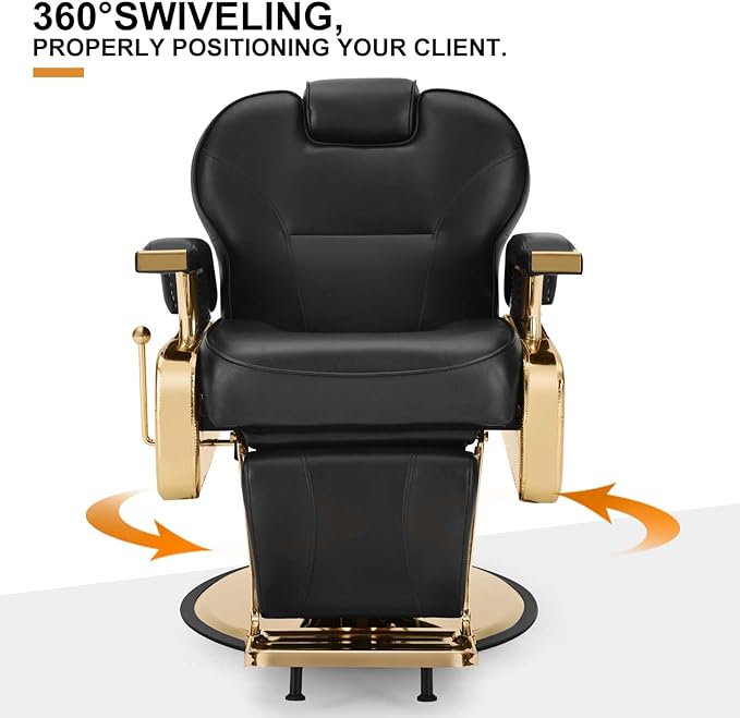 Artist hand Black All Purpose Hydraulic Recline Barber Chair Salon Beauty Styling Chair for Beauty Shop Gold/Black