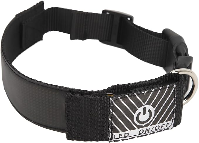 Rechargeable Programmable LED Dog Collar High Visibility Flashing Light Up Collar for Night Walks Polyester Ribbon Yellow Fit for Small to Large Dogs