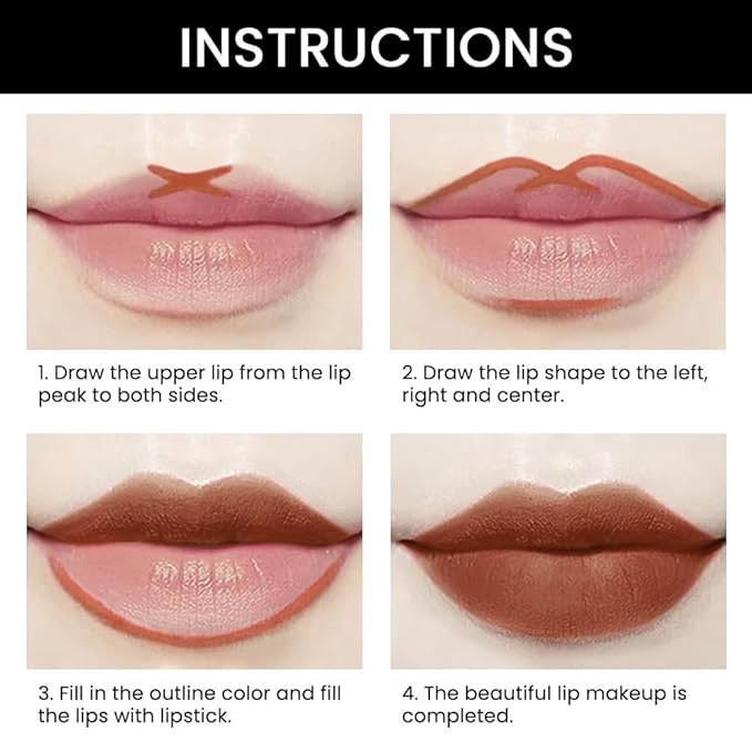 Kaely 2-in-1 Brown Matte Lip Liner & Lipstick Combo Set Kit for Women, Magic Neutral Lipstick 24 Hours Original Lips Liner Pencil Stain Gloss Plumper Makeup Long Lasting Waterproof 38