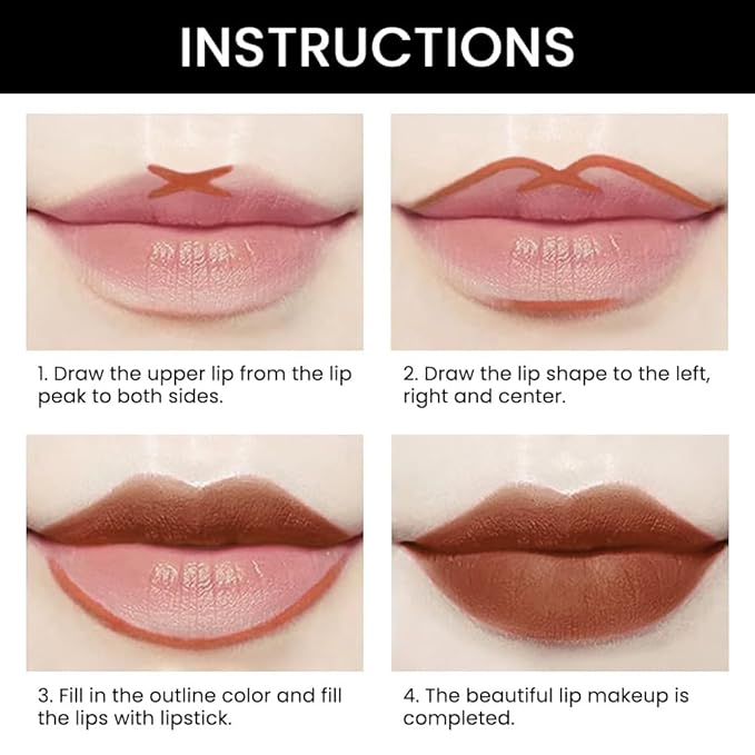 BINGBRUSH 3Pcs Double Ended Nude Dark Brown Velvet Matte Lip Liner and Lipstick Makeup Combo Set for Women,Lipliner 24 Hours Original Waterproof Long Lasting Lip Stains Pencil Kit Set