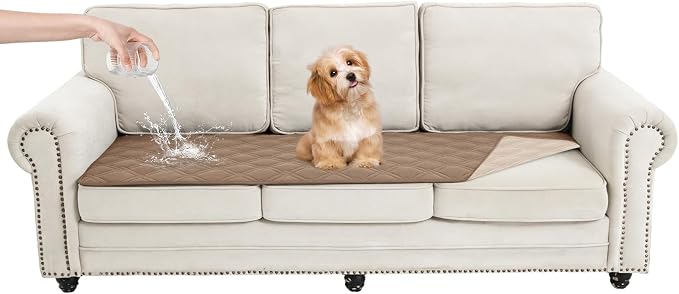 100% Waterproof Dog Bed Cover Pet Blanket, Taupe+Apricote (30"x71") | ,7-Layer Reversible Couch Covers for Dogs Met for Sofa Furniture Car Camping