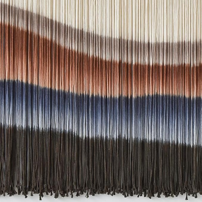 Macrame Wall Hanging Tie-Dye Bule Boho Wall Decor Yarn Fiber Art 57"W*35"L | Large Wall Hanging, Handmade Fiber Art, Dip Dyed Cotton, Boho Wall Decor, for Bedroom Decor Living Room Wall Accent