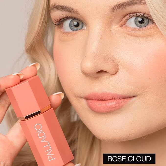 Palladio Liquid Blush for Cheeks & Lips 2-in-1 Makeup Face Blush, Weightless Cream Formula, Smudge Proof Long-Wearing Pigmented Blush, Natural Look Makeup Face Blushes, Dewy Finish, Rose Cloud